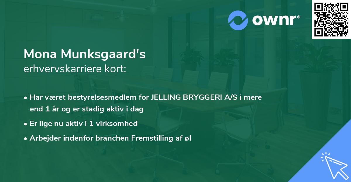 Mona Munksgaard's erhvervskarriere kort