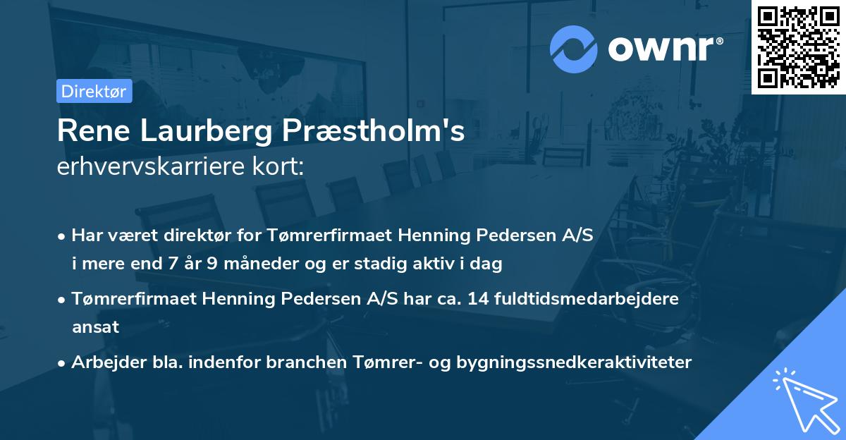 Rene Laurberg Præstholm's erhvervskarriere kort