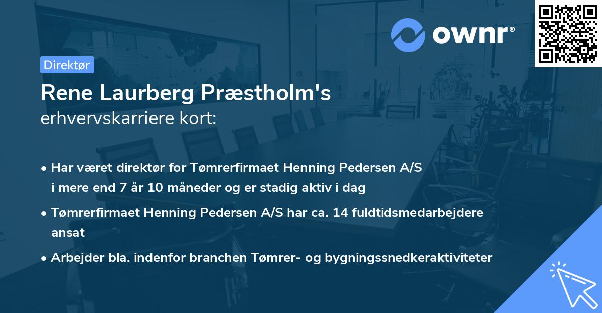 Rene Laurberg Præstholm's erhvervskarriere kort