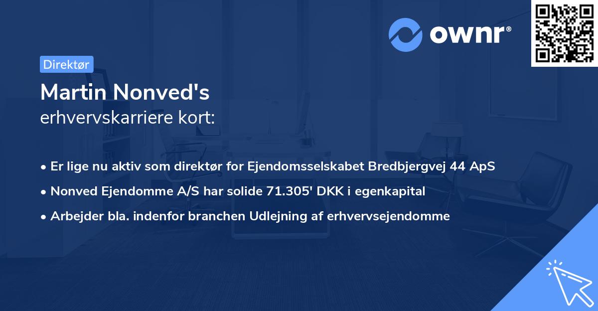 Martin Nonved's erhvervskarriere kort