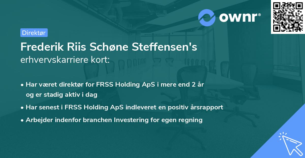 Frederik Riis Schøne Steffensen's erhvervskarriere kort