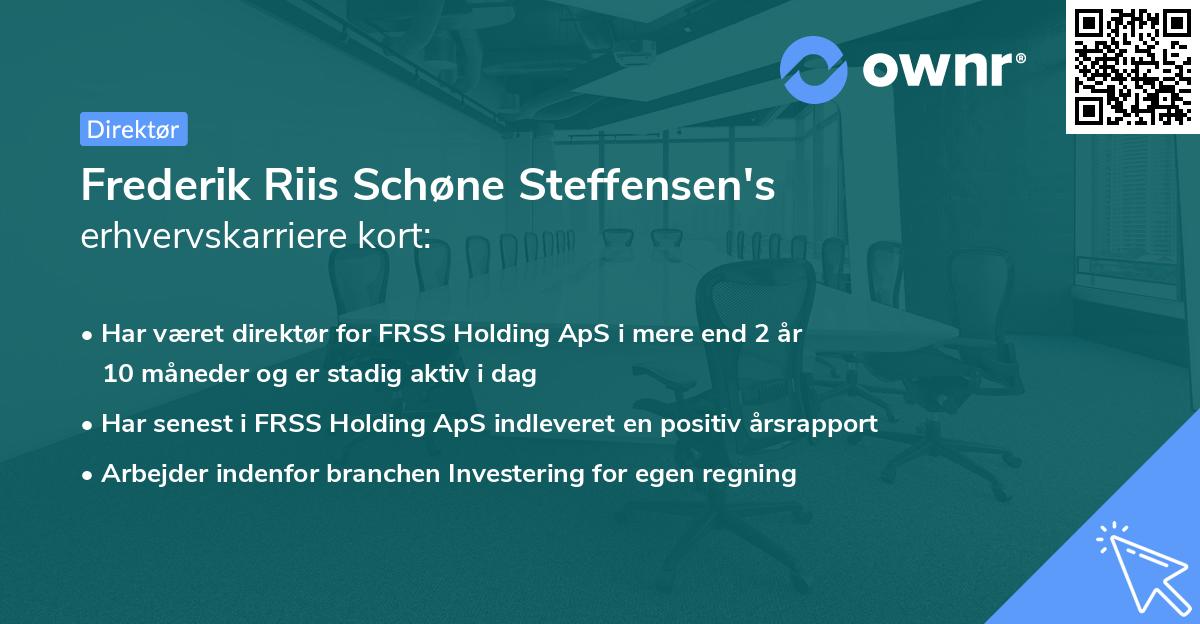 Frederik Riis Schøne Steffensen's erhvervskarriere kort