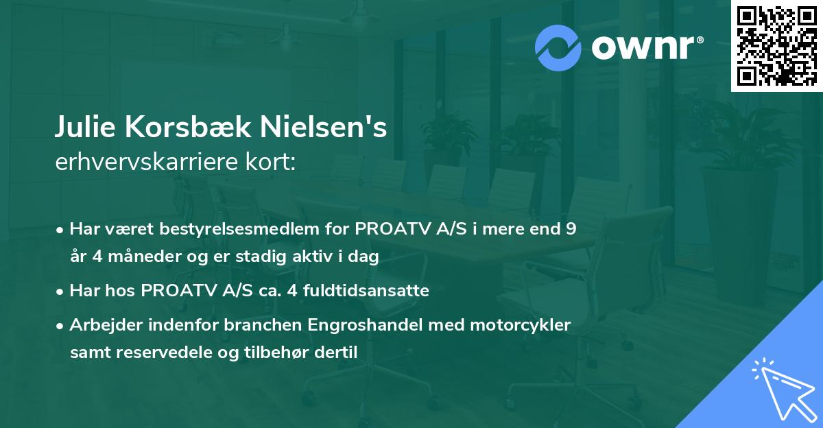 Julie Korsbæk Nielsen's erhvervskarriere kort
