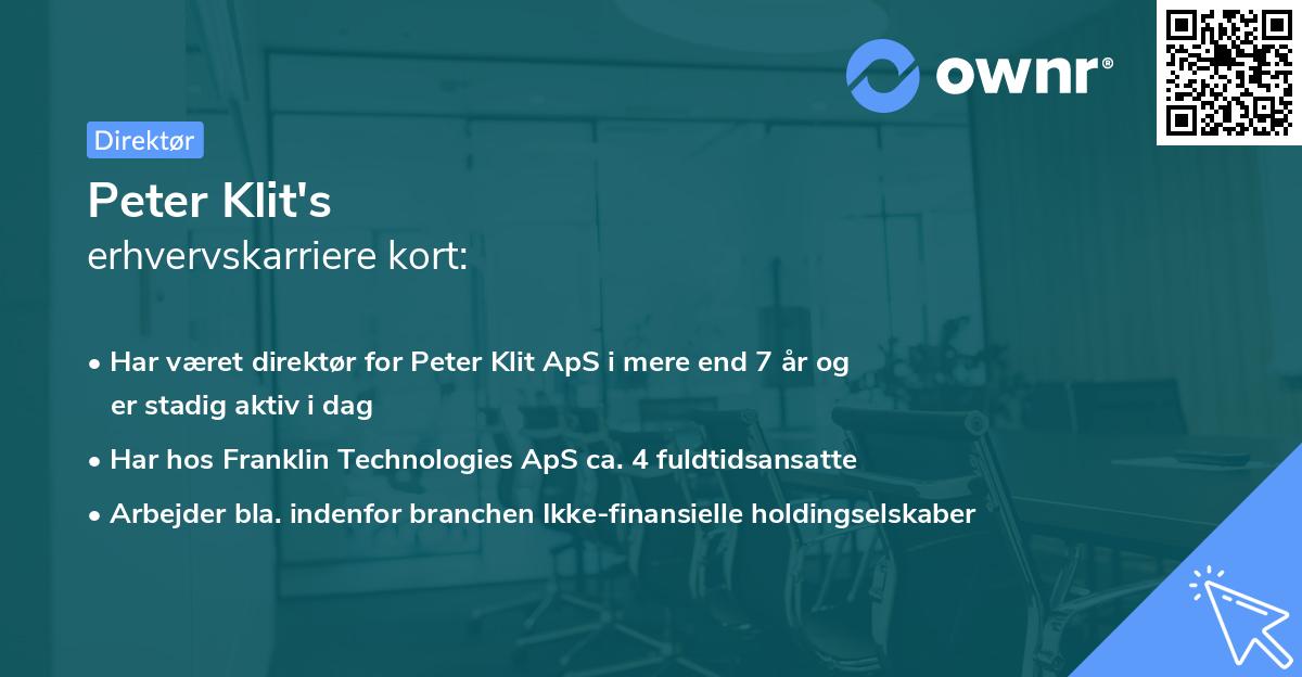 Peter Klit's erhvervskarriere kort