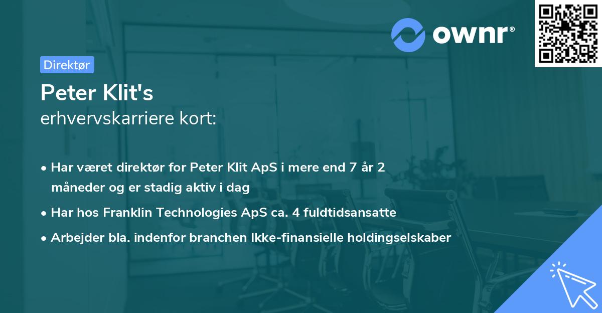 Peter Klit's erhvervskarriere kort