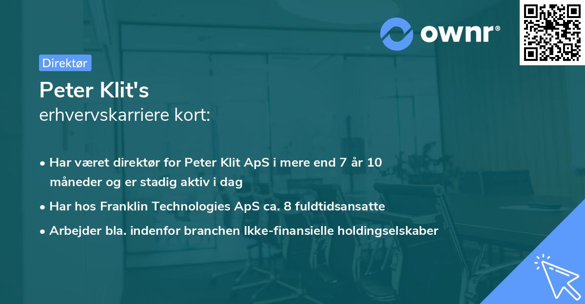 Peter Klit's erhvervskarriere kort