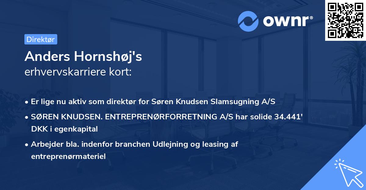 Anders Hornshøj's erhvervskarriere kort