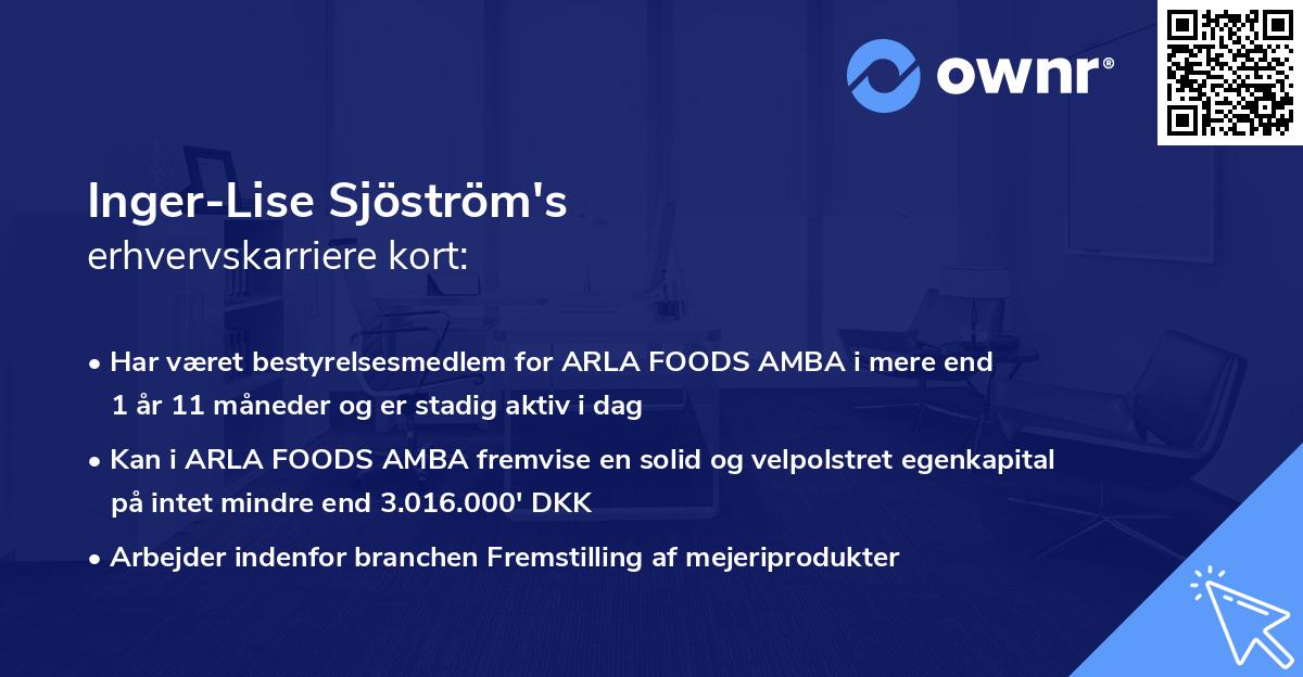 Inger-Lise Sjöström's erhvervskarriere kort