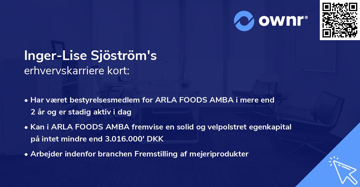 Inger-Lise Sjöström's erhvervskarriere kort