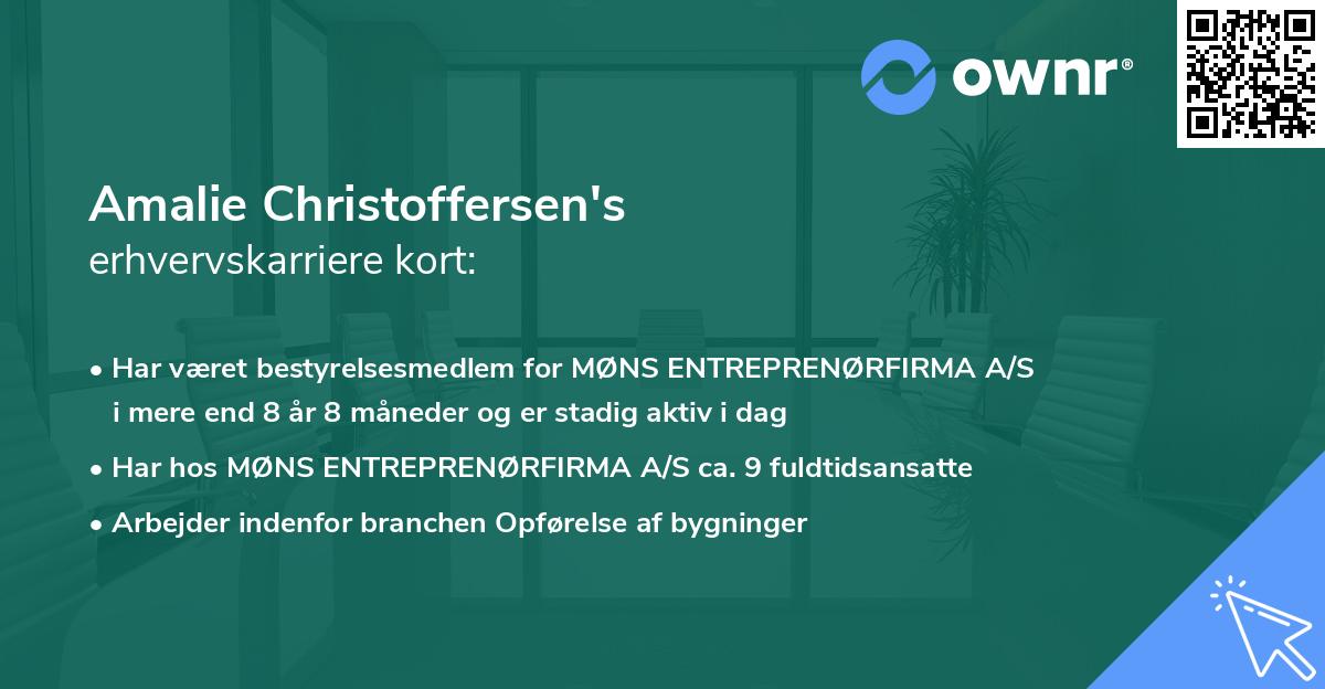 Amalie Christoffersen's erhvervskarriere kort