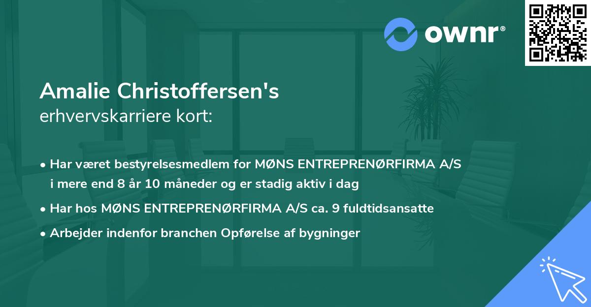 Amalie Christoffersen's erhvervskarriere kort