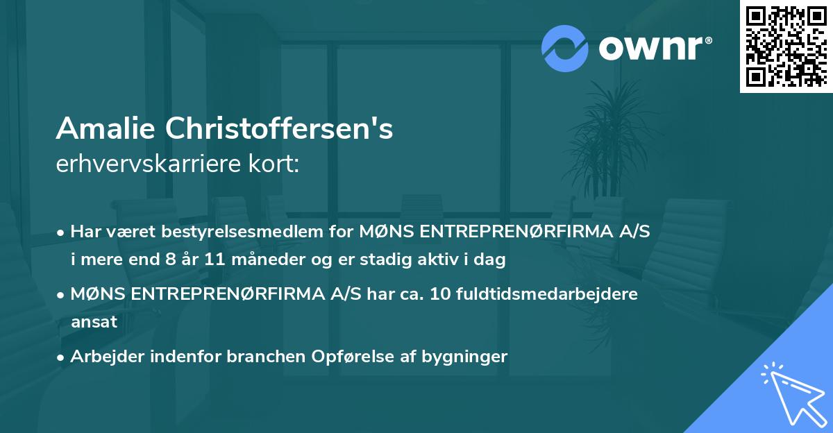 Amalie Christoffersen's erhvervskarriere kort