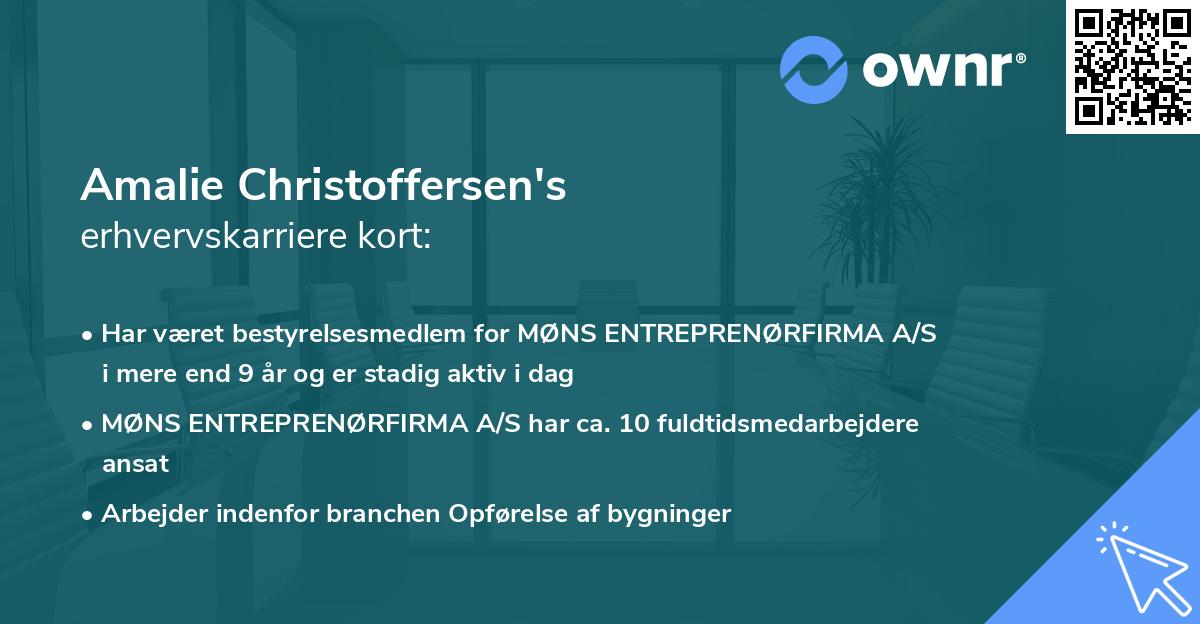 Amalie Christoffersen's erhvervskarriere kort