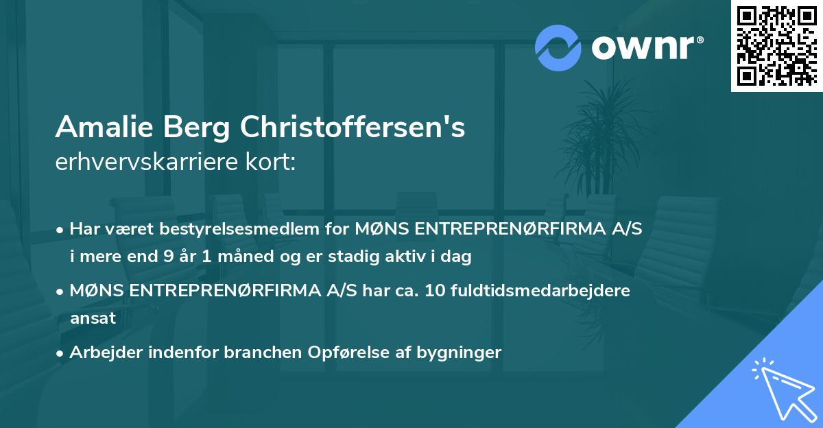 Amalie Berg Christoffersen's erhvervskarriere kort