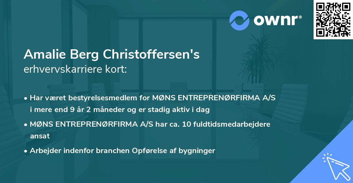 Amalie Berg Christoffersen's erhvervskarriere kort