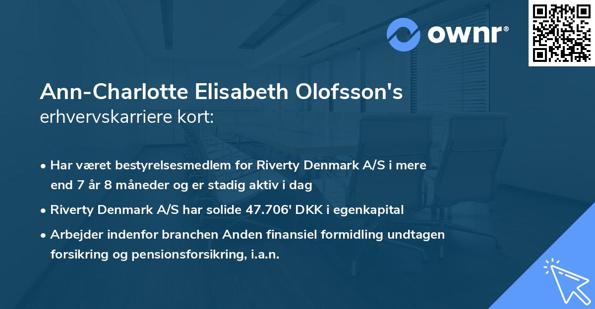 Ann-Charlotte Elisabeth Olofsson's erhvervskarriere kort