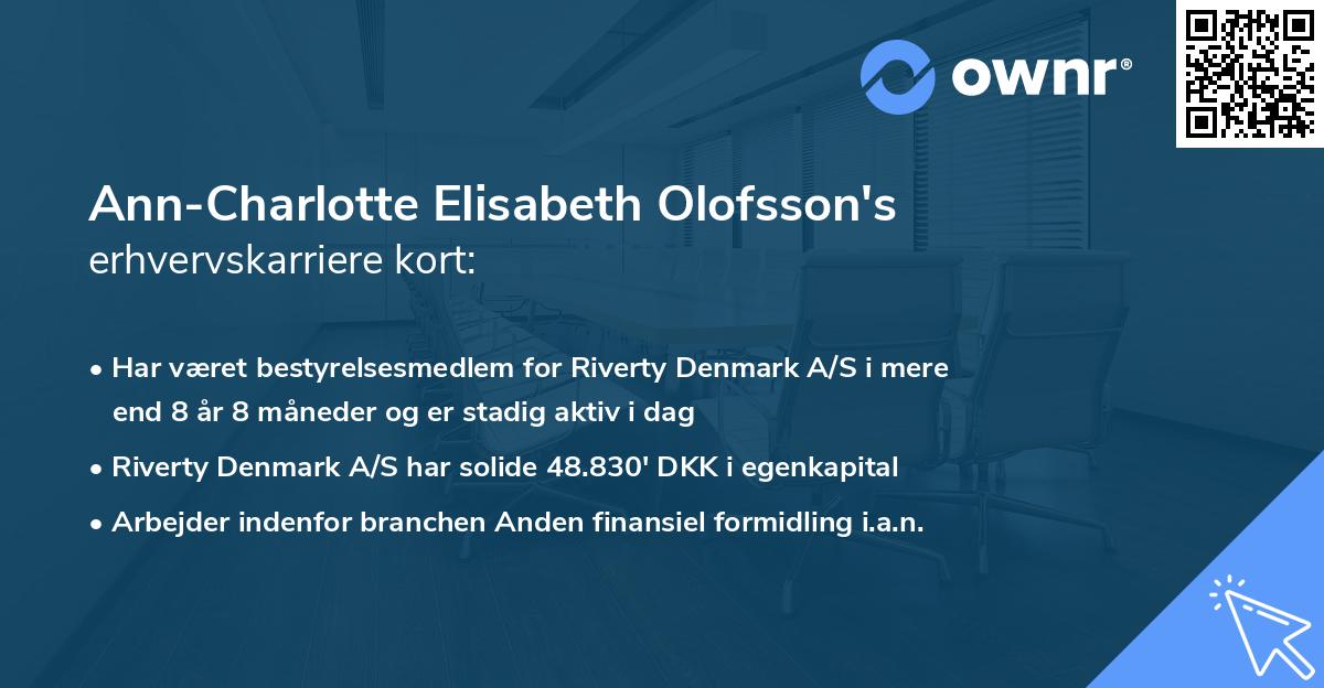 Ann-Charlotte Elisabeth Olofsson's erhvervskarriere kort