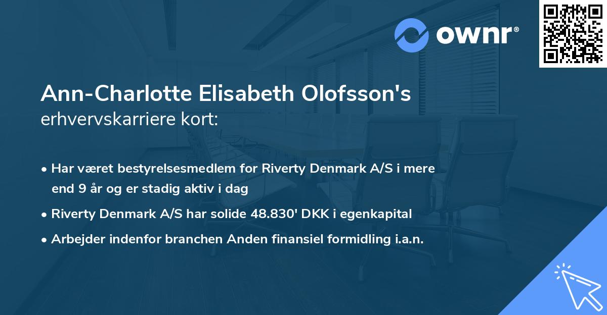 Ann-Charlotte Elisabeth Olofsson's erhvervskarriere kort