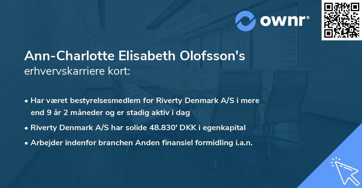 Ann-Charlotte Elisabeth Olofsson's erhvervskarriere kort