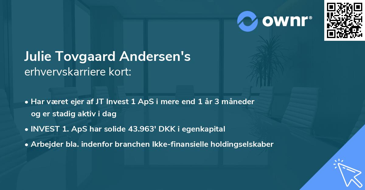 Julie Tovgaard Andersen's erhvervskarriere kort
