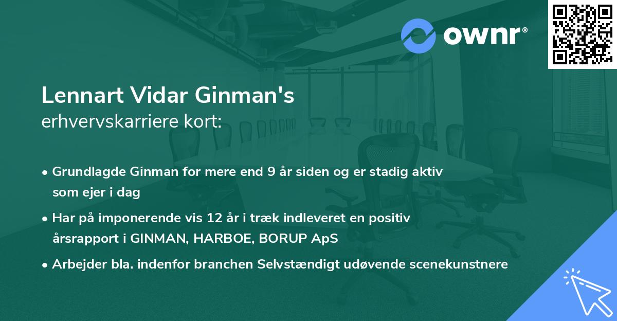 Lennart Vidar Ginman's erhvervskarriere kort