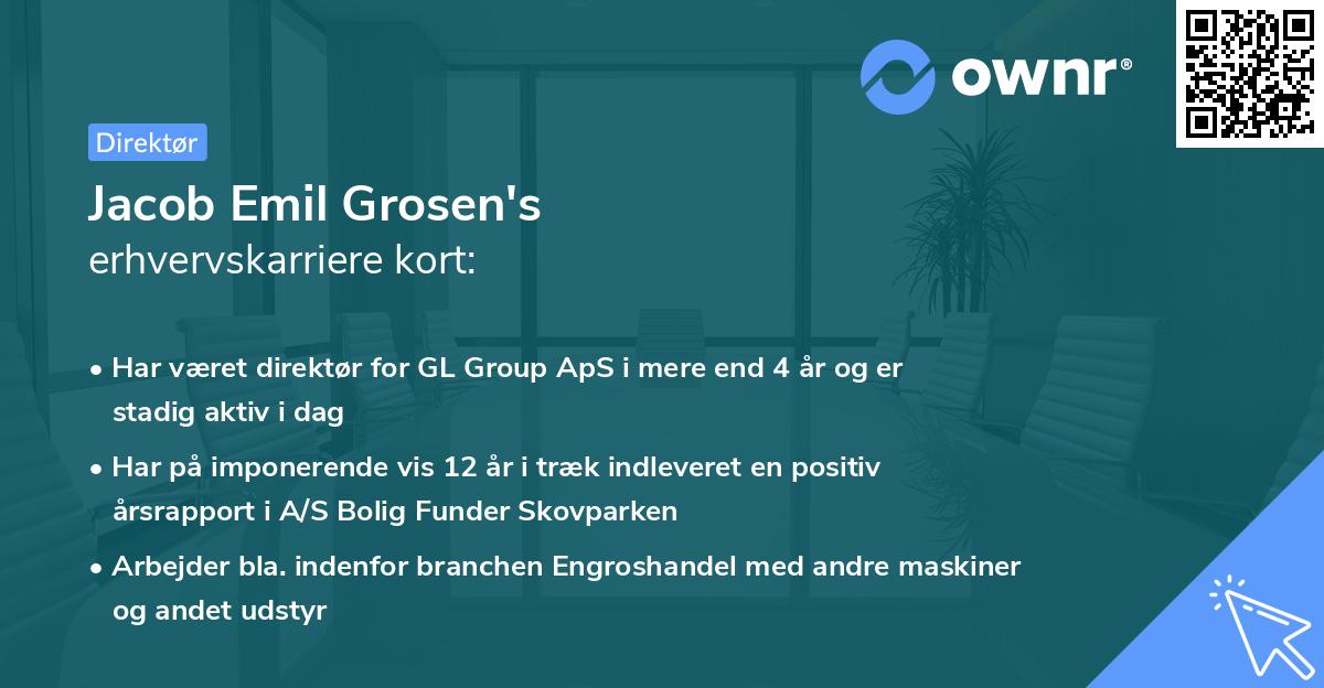 Jacob Emil Grosen's erhvervskarriere kort