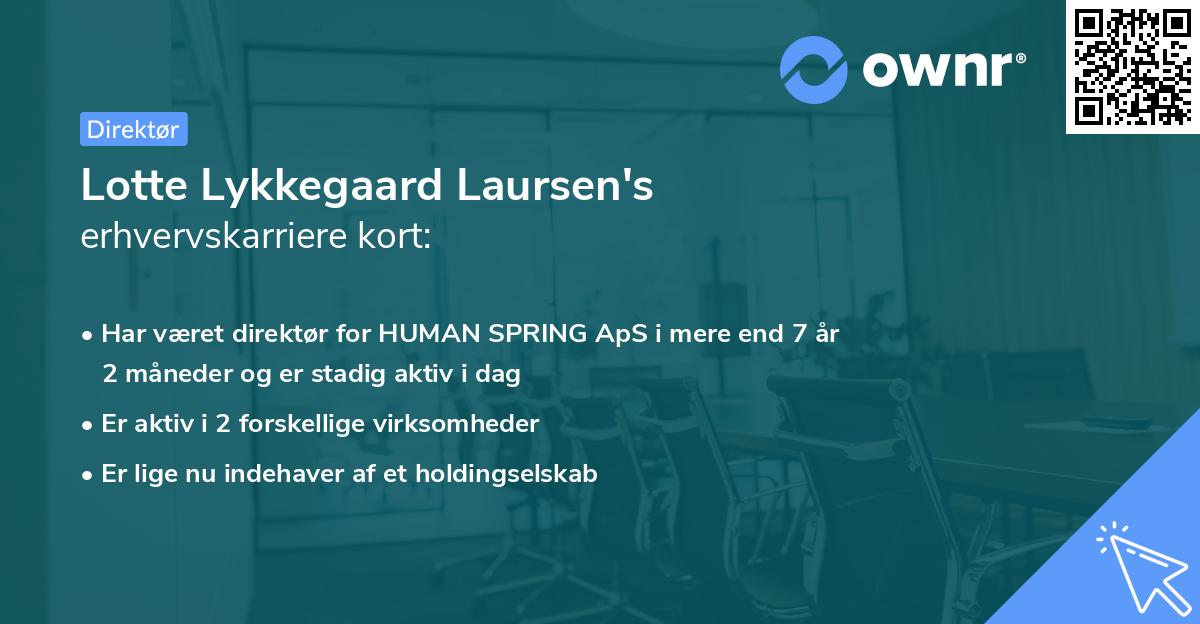 Lotte Lykkegaard Laursen's erhvervskarriere kort