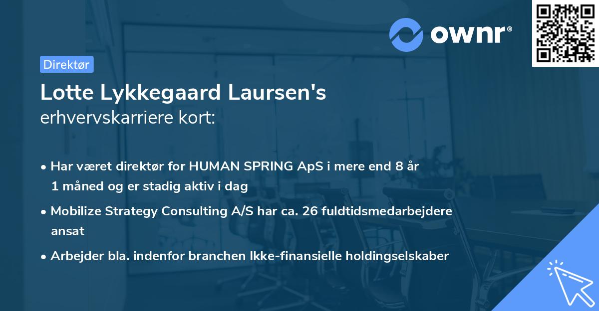 Lotte Lykkegaard Laursen's erhvervskarriere kort