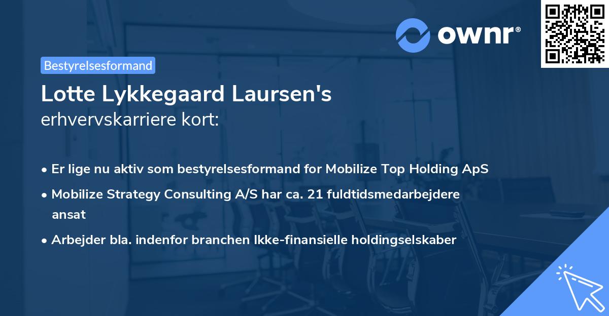 Lotte Lykkegaard Laursen's erhvervskarriere kort