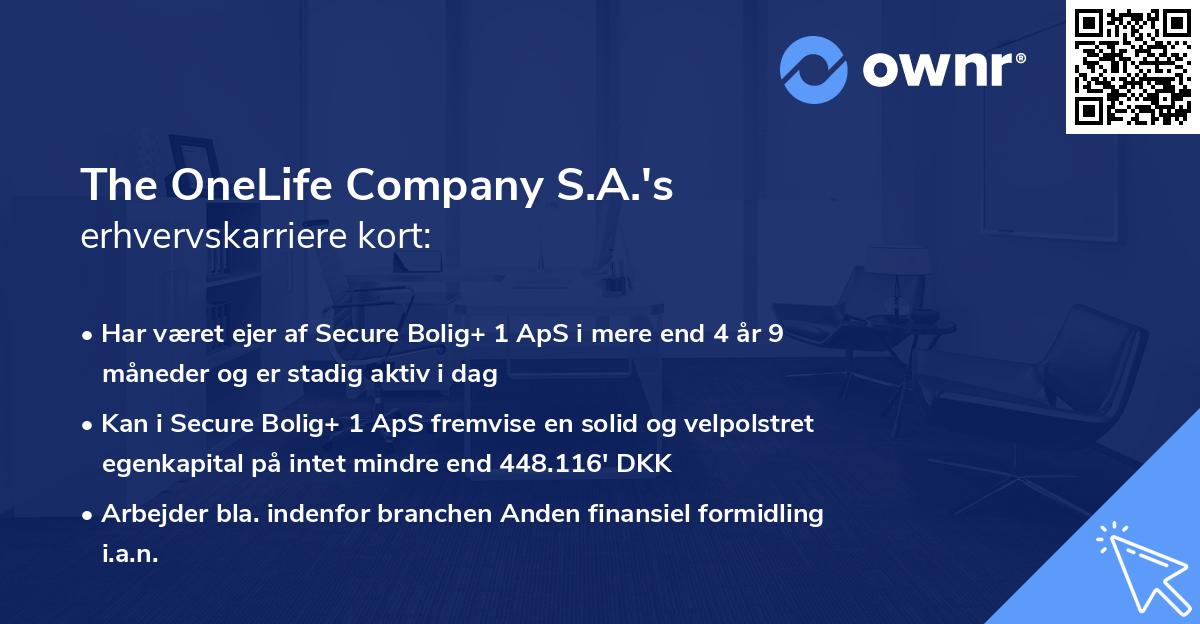 The OneLife Company S.A.'s erhvervskarriere kort
