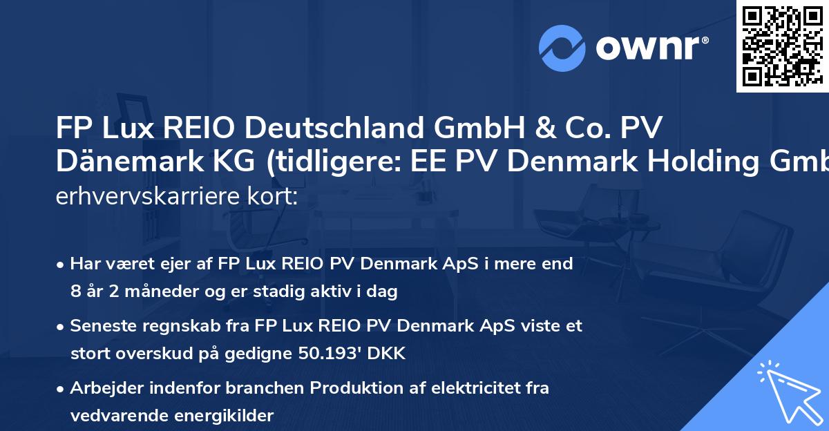 FP Lux REIO Deutschland GmbH & Co. PV Dänemark KG (tidligere: EE PV Denmark Holding GmbH)'s erhvervskarriere kort