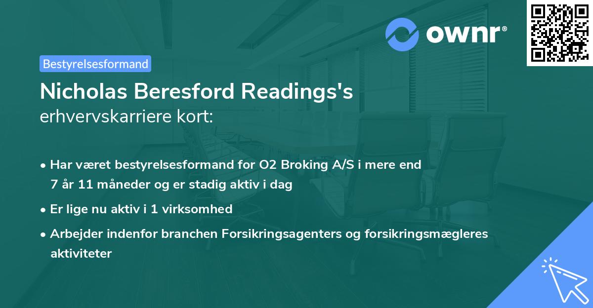 Nicholas Beresford Readings's erhvervskarriere kort