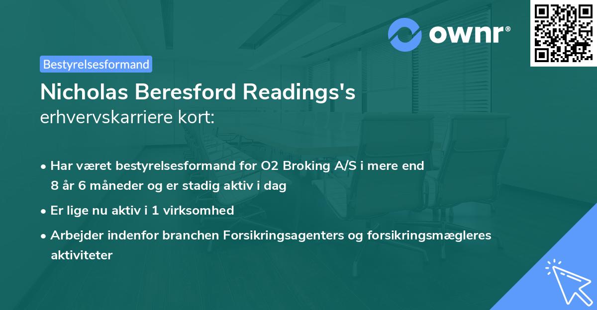 Nicholas Beresford Readings's erhvervskarriere kort