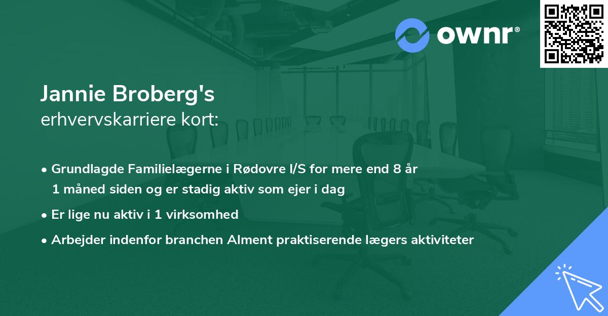 Jannie Broberg's erhvervskarriere kort