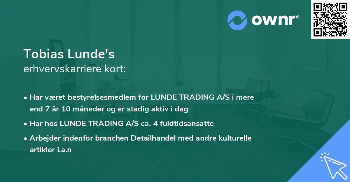Tobias Lunde's erhvervskarriere kort