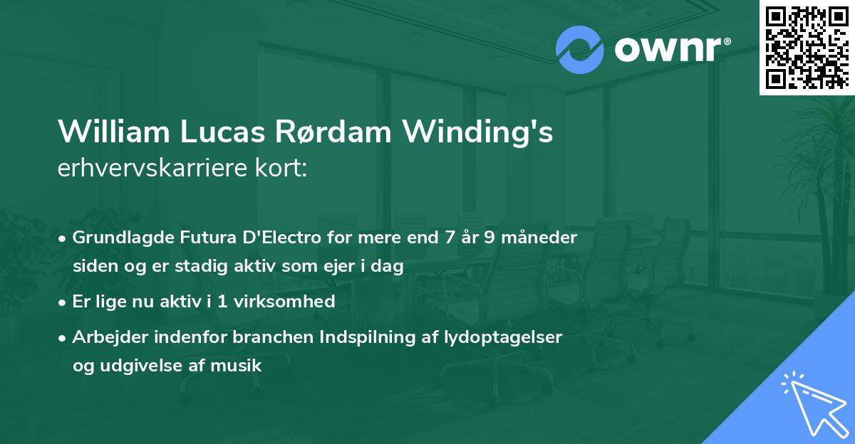 William Lucas Rørdam Winding's erhvervskarriere kort