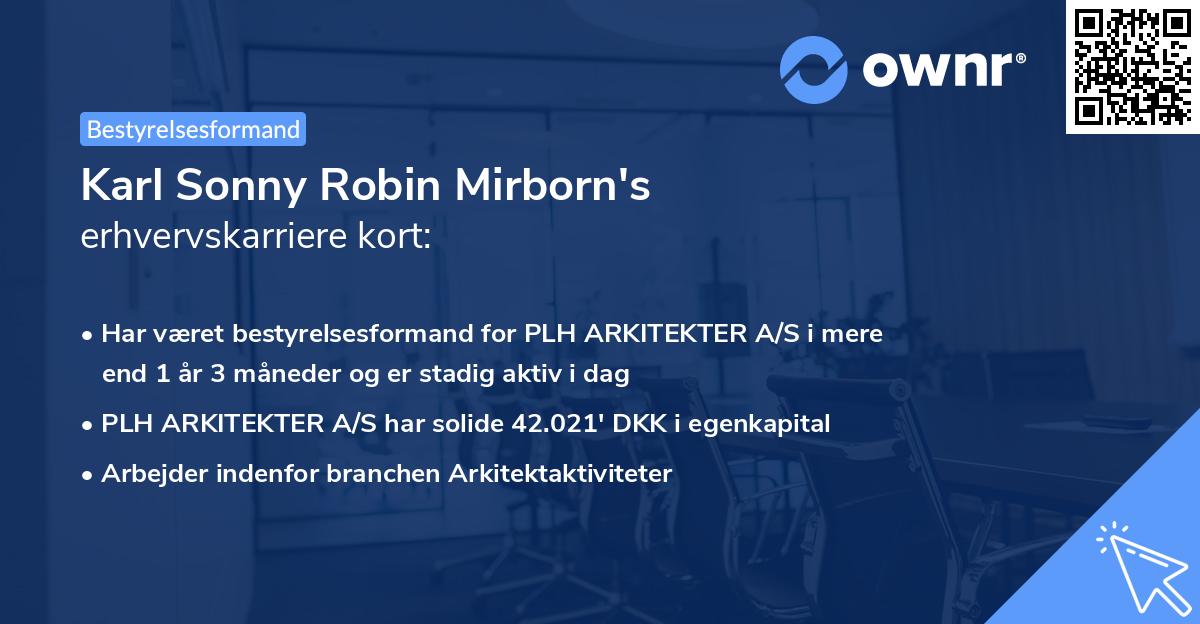Karl Sonny Robin Mirborn's erhvervskarriere kort