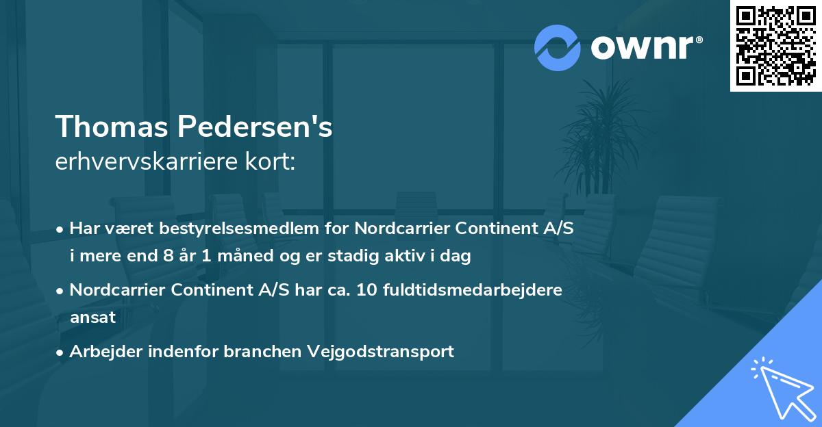 Thomas Pedersen's erhvervskarriere kort