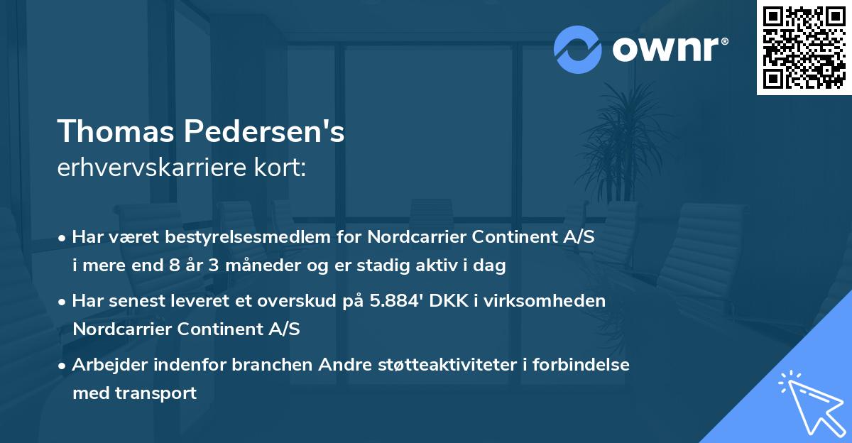 Thomas Pedersen's erhvervskarriere kort