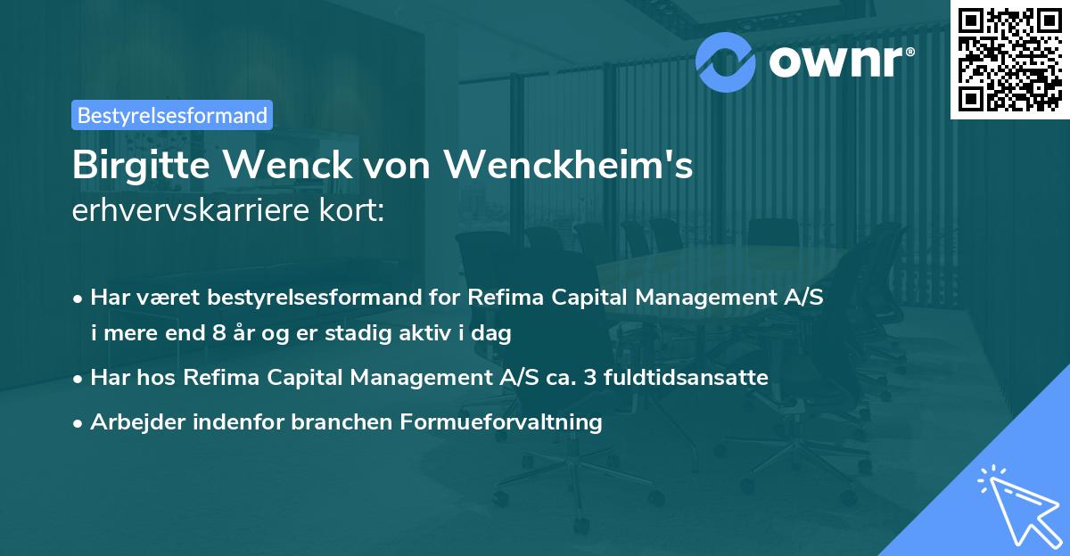 Birgitte Wenck von Wenckheim's erhvervskarriere kort