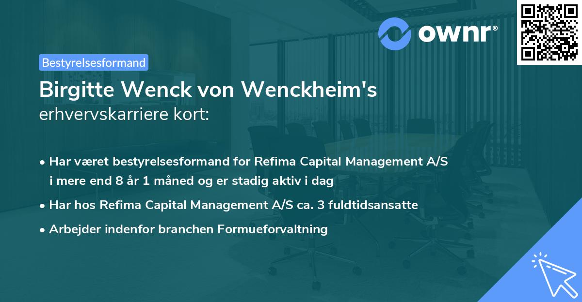 Birgitte Wenck von Wenckheim's erhvervskarriere kort
