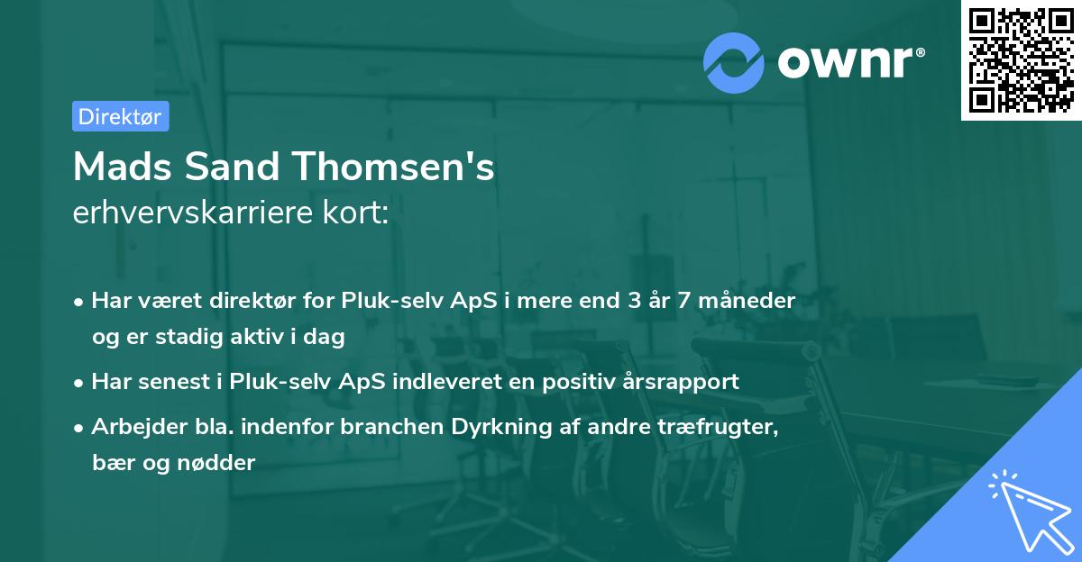 Mads Sand Thomsen's erhvervskarriere kort