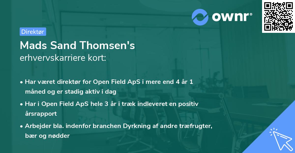 Mads Sand Thomsen's erhvervskarriere kort