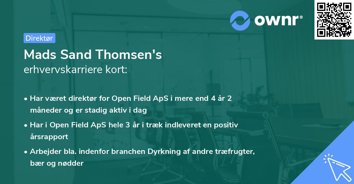 Mads Sand Thomsen's erhvervskarriere kort