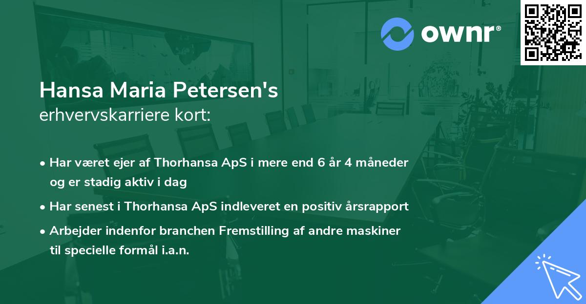 Hansa Maria Petersen's erhvervskarriere kort
