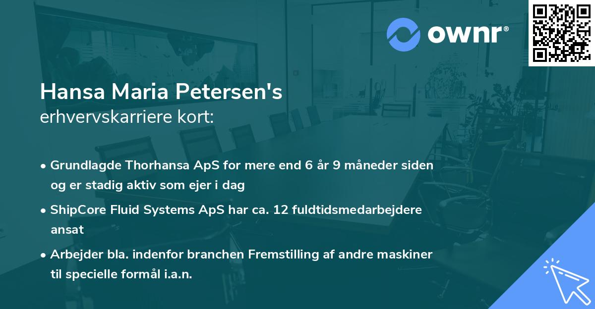 Hansa Maria Petersen's erhvervskarriere kort