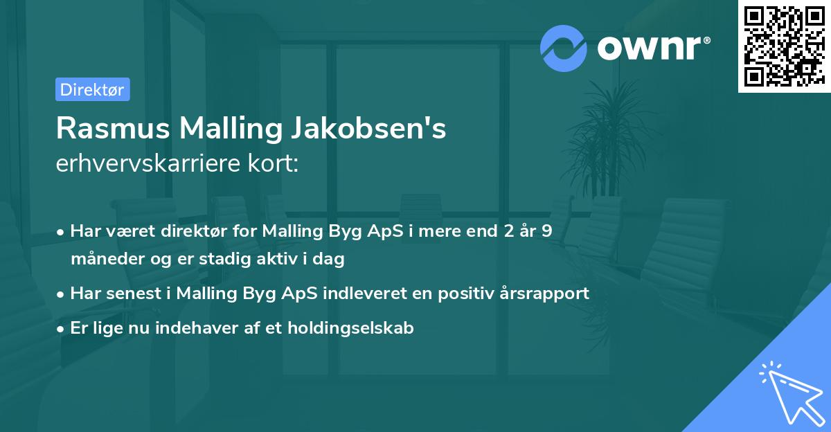 Rasmus Malling Jakobsen's erhvervskarriere kort