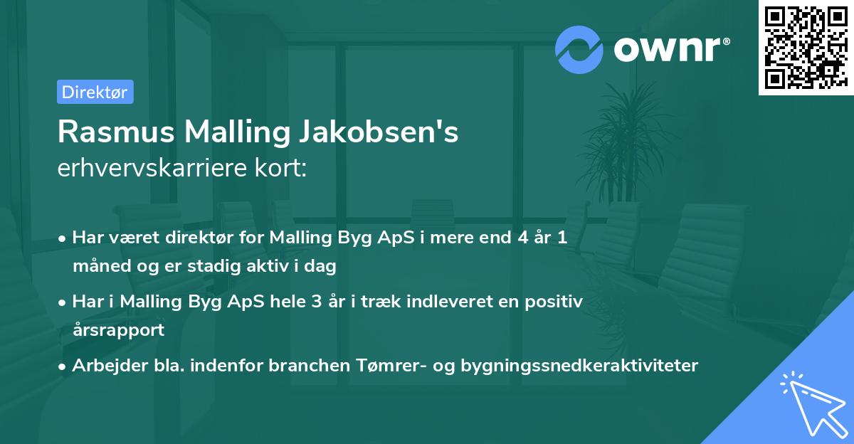 Rasmus Malling Jakobsen's erhvervskarriere kort