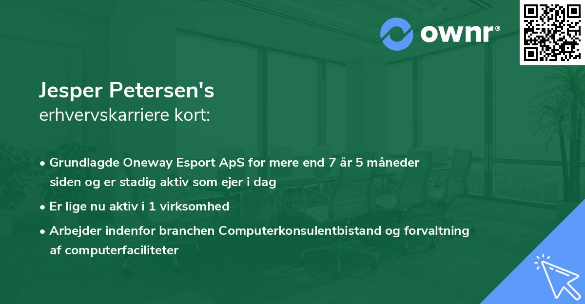Jesper Petersen's erhvervskarriere kort