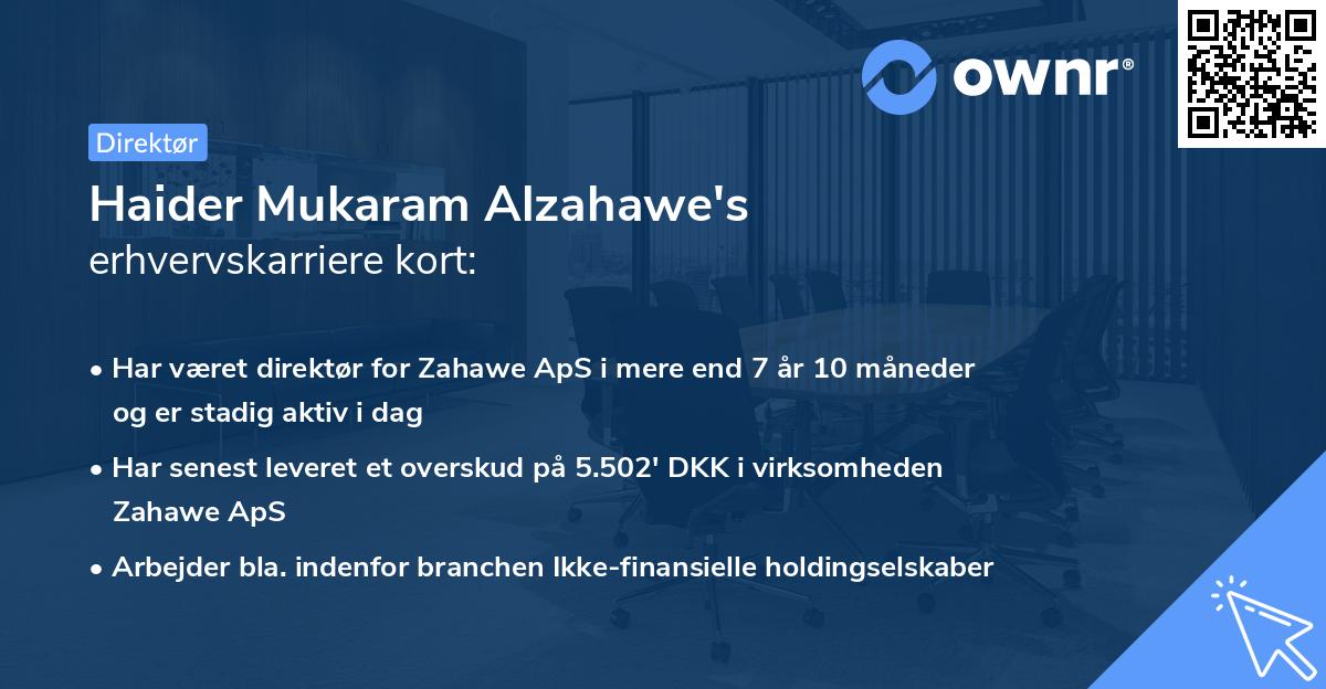 Haider Mukaram Alzahawe's erhvervskarriere kort